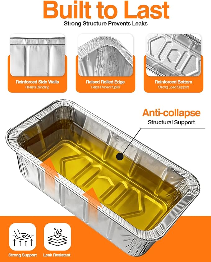 50Pack 5017 Grease Cup Liners for Blackstone Griddle, Disposable Aluminum Foil Drip Pan for Blackstone Accessories 17 22 28 36 Inch, Grease Catcher Grease Tray for Blackstone Rear Grease Trap