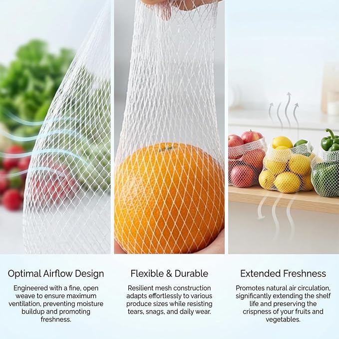 Sukh 90Pcs Mesh Produce Bags - Reusable Seafood Boil Bags 24 Inch | Seafood Mesh Bags for Clam, Crab, Crawfish, White Boiling Bag Net for Vegetables, Potatoes, Eggs, Fruit