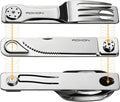 ROXON 3-in-1 Knife Spoons Fork Camping Utensils Set with Case | Magnetic Folding, Stainless Steel Cutlery, EDC Portable Lightweight Silverware,For Hiking Backpacking Travel Lunchbox Outdoor