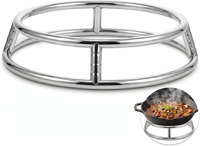 Wok Ring for Electric Stove 11.5 Inch Stainless Steel Wok Rack Support Stand for Gas Hob and Grill Heavy Duty Round Rack Stand for Kitchen Cookware Heat Resistant