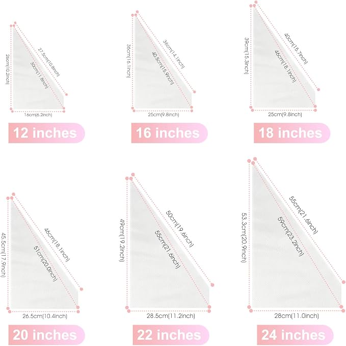 VolksRose 100Pcs Disposable Piping Bags, 12inch Anti Burst and Non-Slip Pastry Bags, Thicken Cake Decorating Bags Icing Piping Bags for Cake Cupcakes Cookies Frosting, White