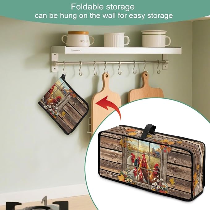 ZDCUSTOM Window Rooster Toaster Cover 2 Slice Long Slot Two Slice Bread Maker with Handle Thin Toaster Dust Cover Fingerprint Protection Kitchen Accessories