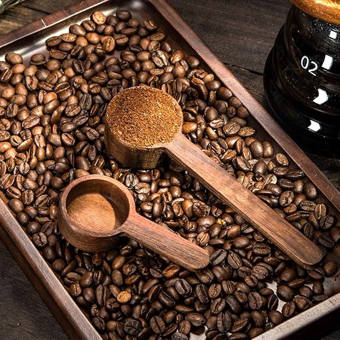 Coffee Spoons, ablespoon Scoop, Coffee Ground Spoon, Measuring for Ground Beans or tea, Soup Cooking Mixing Stirrer Kitchen Tools Utensils, 1 Wooden Tea Scoop (Walnut Wooden 3.86 in）