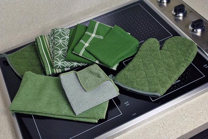DII Basic Terry Collection 100% Cotton Quilted, Oven Mitt, Sage, 2 Piece