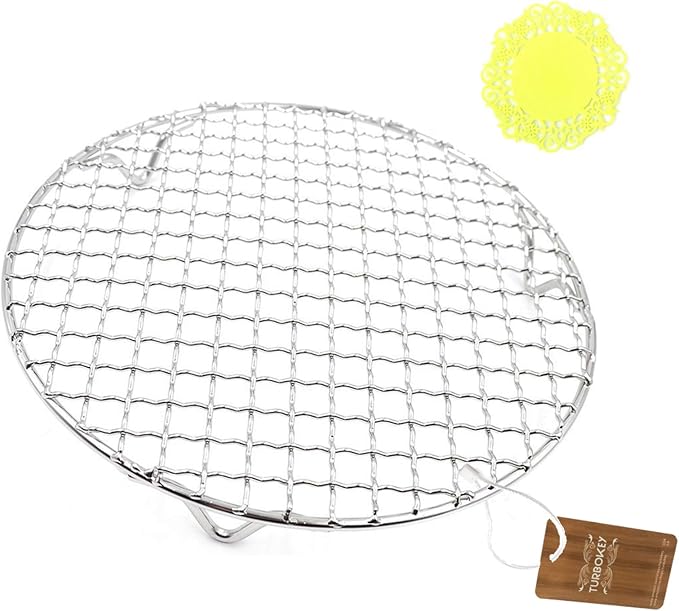 Cooling Rack with Legs Dia 7" Round Stainless Steel Cross Wire Barbecue Carbon Baking Net Grill Pan Grate for Instant Pot/Pressure Cooker/Oven (180mm/7)
