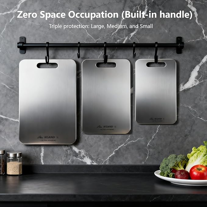 Titanium Cutting Board for Kitchen, 18"x12" | 100% Pure Titanium, Double Sided, Food Grade, Perfect for Sushi, Meat, Vegetables & Meal Prep, Easy To Clean