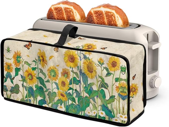 ZDCUSTOM Toaster Covers 2 Slice Wide Slot Sunflower Small Appliance Dust and Fingerprint Protection for 2 Slice Slim Toaster with Handle Vibrant Bread Maker Dust Cover