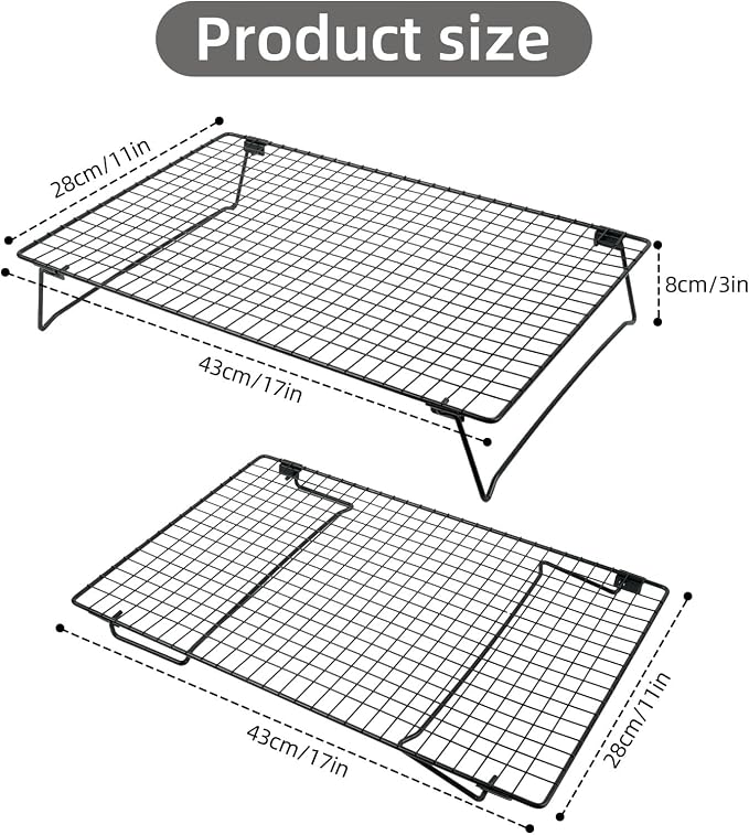 Sourdough Cooling Rack, Heavy Duty Cooling Rack for Sourdough, 17×11×3 Inch Elevated Design, Black，Gifts for Baking Must Haves,1 PCS