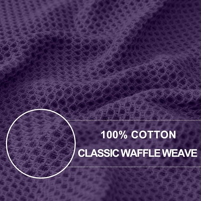 Homaxy 100% Cotton Waffle Weave Kitchen Dish Towels 18-Pack, Eggplant | 13 x 28 Inches, Ultra Soft Absorbent Dish Towels, Quick Drying Cleaning Towels