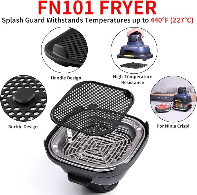 Silicone Mat for Ninja Crispi Air Fryer, Heat-Insulating Trivet for FN101 Containers – Kitchen Splatter Guard, Ninja crispi Accessories Oil Blocker, Keeps Countertop Clean(Green & Black)