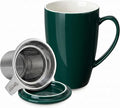 Sweese 15 OZ Porcelain Tea Mug with Infuser and Lid, Loose Leaf Tea Cup, Gifts for Tea Lover, Dark Green