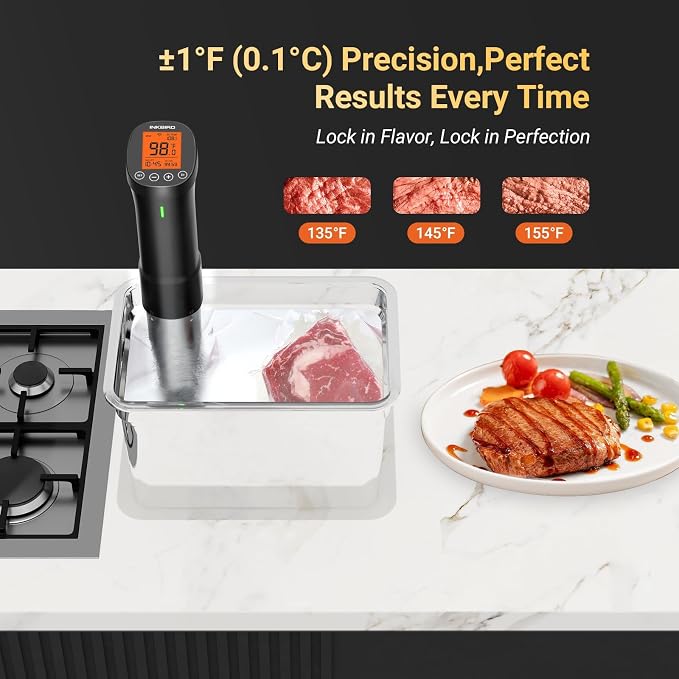 INKBIRD 2.4G Wifi Sous Vide Cooker ISV-200W, 1000W Sous Vide Machine, Remote Control Immersion Circulator with APP Recipes Timer Alarm Mobile Notification 3D Water Heating Ultra-Quiet