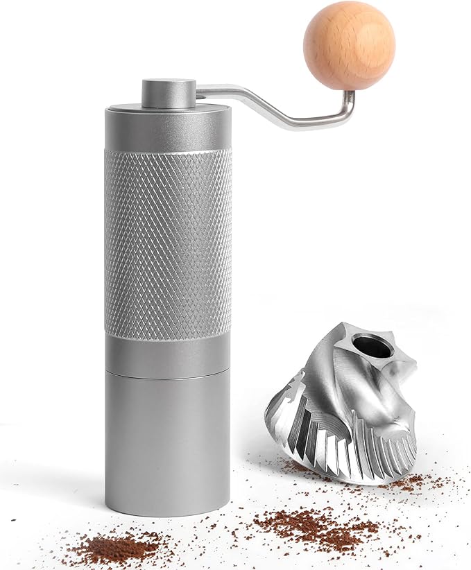 Pro Manual Coffee Grinder Stainless Steel Conical Burr With Adjustable Settings.Portable For Espresso, French press, Pour-over. All-metal, Plastic-free, Perfect For Travel camping