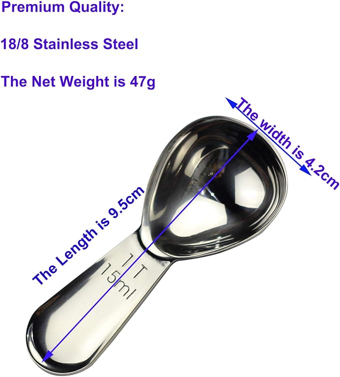 CoaGu 3pcs 15ml Coffee Scoops: Durable 18/8 Stainless Steel Tablespoons (1 Tbsp) for Precision Coffee Brewing and Baking