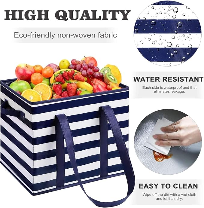 Reusable Grocery Bags 6 Pack, Foldable & Water Resistant Shopping Bags | Large Grocery Tote Bag Water Resistant Shopping Bags Foldable Grocery Bag for Clothes,Shoes and Picnic