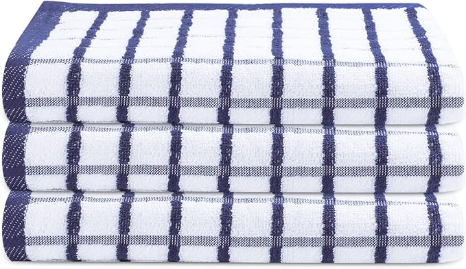 Urban Villa Kitchen Towels Cotton Dish Towels 20”x30” (Set of 3) Black Wht