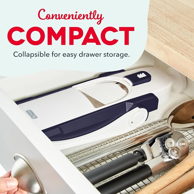 DASH Safe Slice Mandoline for Vegetables, Meal Prep & More with 30+ Presets & Thickness Adjuster, Midnight Navy