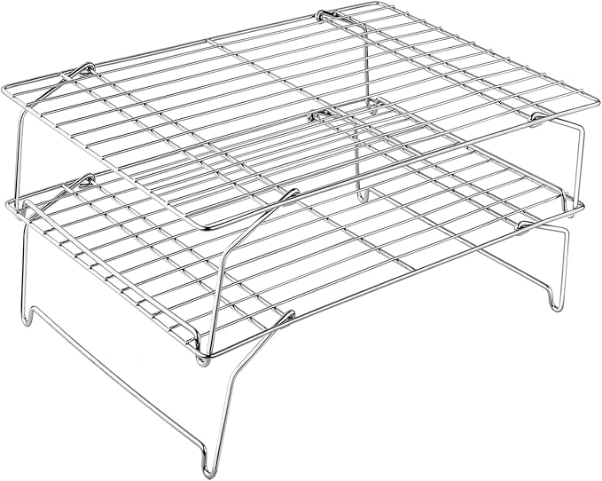 TeamFar Cooling Rack, 15"x10" Stainless Steel Wire Rack | for Baking Roasting Cooling, Non-Toxic & Heavy Duty, Stackable & Flexible, Dishwasher Safe, 2-Tier