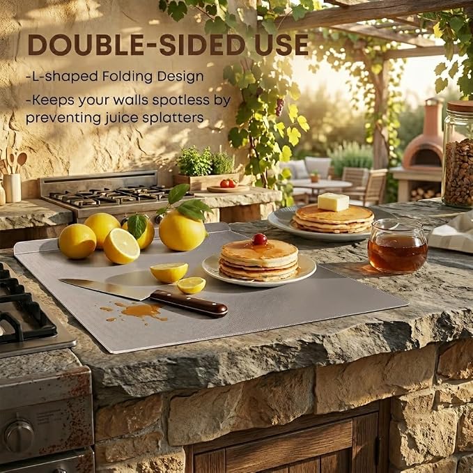 Stainless Steel Cutting Board, 19.6"L x 15.7"W | Heavy Duty, Metal with Lip & Non-slip Pad, Scratch Resistant Surface, Easy To Clean