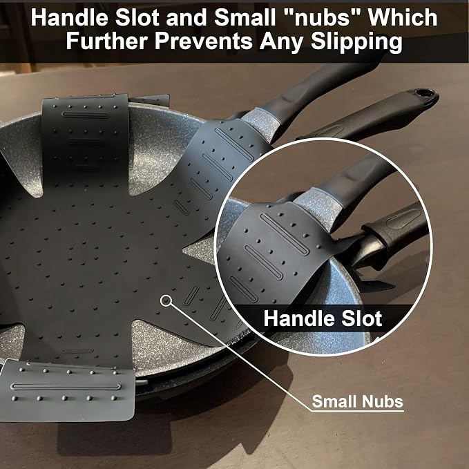Silicone Pot and Pan Protectors for Stacking - Cookware Protector Black | 3 pack pot pan separators for stacking, pot protectors non stick, pan liners pot dividers anti-slip, fits multiple sizes pans