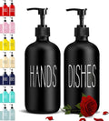 COHOSEGE Glass Soap Dispenser Set 2 Pack,Contains Hand and Dish Soap Dispenser.Premium 16 Oz Black Kitchen Soap Dispenser Set for Kitchen Sink and Farmhouse Decor