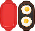 Microwave Egg Poacher & Cooker for 2 Eggs – Multi-Use Fryer with Silicone Lid, Makes Bacon, Omelets & Breakfast Sandwiches | Dishwasher Safe, BPA-Free, Portable for Dorm, Travel, Office (Red)