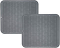 ZLR 2 Pcs Heavy-Duty Silicone Dish Drying Mat (16" x 18" / 401x455mm) - XL Family-Size Thick 5mm Drainboard for Pots, Pans & Heavy Cookware - Oversized Trivet & Counter Protector, Non-Slip (Dark Gray)