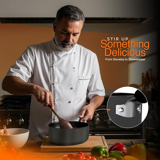 Utopia Kitchen Nonstick Saucepan Set with Lids 1 QT 2 QT Pots PFOS Free | Multipurpose Cooking Pots Set, Nonstick Coating, Even Heat Distribution, Durable, Bakelite Handles, Dishwasher Safe
