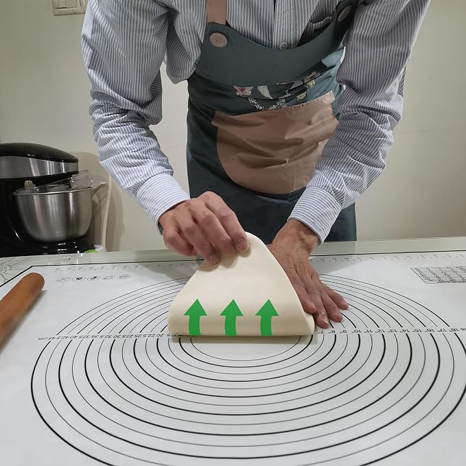 Yansumi silicone pastry non stick baking mat with measurement fondant mat with three sizes for silicone baking mat, counter mat, dough rolling mat,fondant/pie crust mat (Black, 16"L x 12"W)