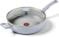 T-fal Refresh Ceramic Nonstick Saute Pan with Lid, 5 Qt Skillet, Blue | Recycled aluminum body, Thermo-Spot heat indicator, Oven safe to 350°F, All stovetops except induction, Vented glass lid
