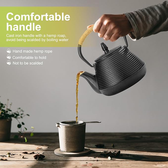 suyika Japanese Tetsubin Tea Kettle Cast Iron Teapot with Stainless Steel Infuser 30 oz/900 ml | Teapot with Stainless Steel Infuser