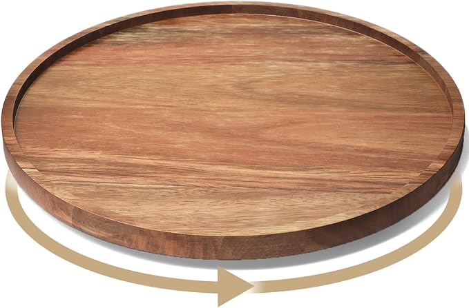VERTORGAN Lazy Susan Bamboo Organizer for Kitchen,Cabinet(Large) | 360 Rotating Turntable,Spice Rack,Serving Tray,Pantry Vanity Organizer,Countertop Space-Saver