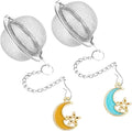 2Pcs Tea Infuser, 2.1 inch Tea Ball with Moon and Star Pendant,Tea Strainer | Stainless Steel,Tea Diffuser Tea Steeper for Filtering Tea,Tea Infusers for Loose Tea