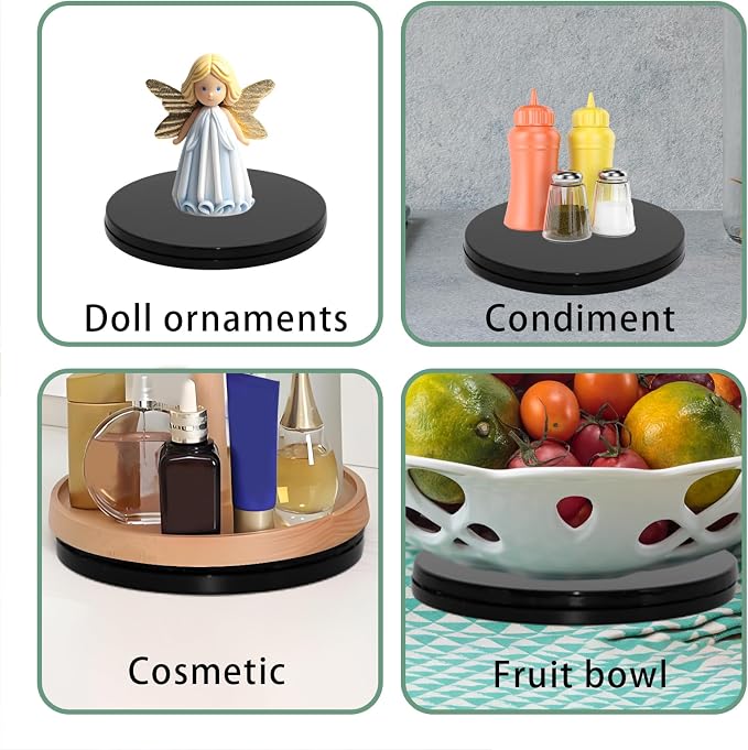 2Pcs Black Acrylic Lazy Susan 6 Inch Turntable Organizer Bearings | Mini Lazy Susan, Small Lazy Susan Turntable, 360° Rotating Swivel Plate for Spice Rack, Cosmetic, Cake, Pantry, DIY Display