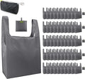 BeeGreen Grey Reusable Grocery Bags Wholesale Gray Reusable Kitchen Bags Bulk Foldable-Machine Washable with Zipper Storage Pouch 50 Packs