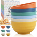 Large Bowl Set of 6, 60 oz Unbreakable Wheat Straw Bowls, Microwave Safe & Reusable for Salad, Cereal, Soup, Ideal for Camping, Picnic, Family Dining (Multi)