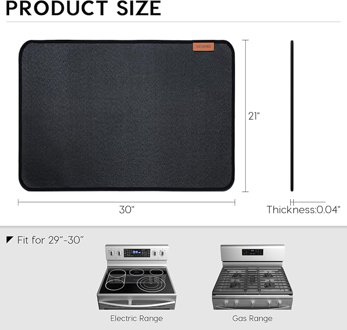 Fireproof Electric Stove Top Cover, 30" Glass Stove Top Protector | 3-Layer Safe Material, Flame Retardant, Heat Resistant Oven Cover Mat, Flat Kitchen Cooktop Mat