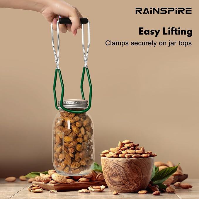 Canning Jar Lifter, Canning Tongs Jar Lifter, Canning Tools, Canning Supplies for Home Kitchen, Stainless Steel, Green