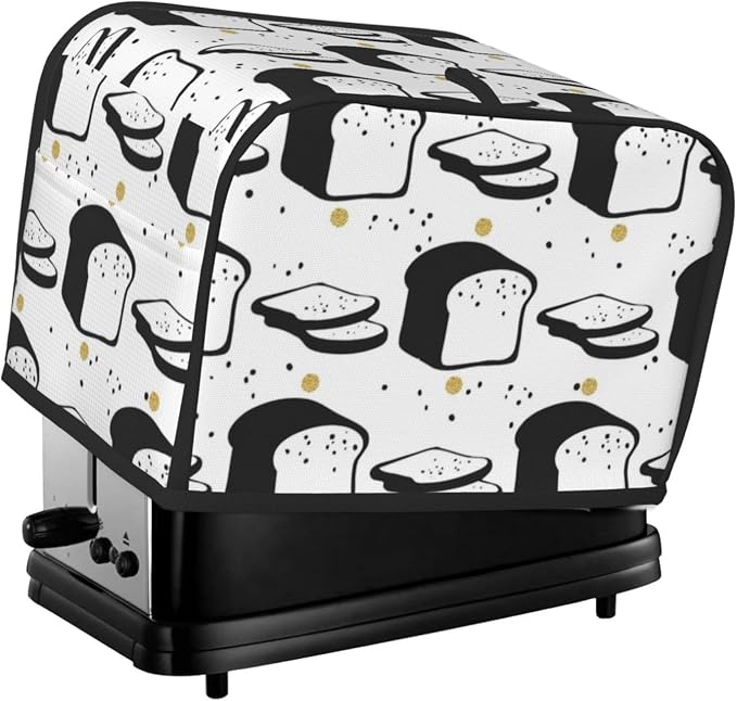 Toaster Cover 2 Slice with Cartoon Toast Pattern Dustproof Bread Maker Cover Fingerprint Bakeware Protection Wide Slot Toaster Bag Reusable Kitchen Small Appliance Cover