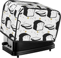 Toaster Cover 2 Slice with Cartoon Toast Pattern Dustproof Bread Maker Cover Fingerprint Bakeware Protection Wide Slot Toaster Bag Reusable Kitchen Small Appliance Cover
