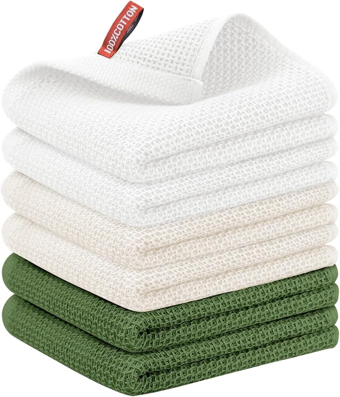 Nialnant 6 Pcs Kitchen Towels, 100% Cotton, 13 x 28 in | Kitchen Hand Towels, Super Soft And Absorbent Tea Towel, Dish Towels for Kitchen
