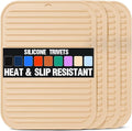 Silicone Trivets for Hot Pots and Pans - 4 Heat Resistant Pot Holders Silicone Trivet Mat Multipurpose Counter Pads (Ivory)