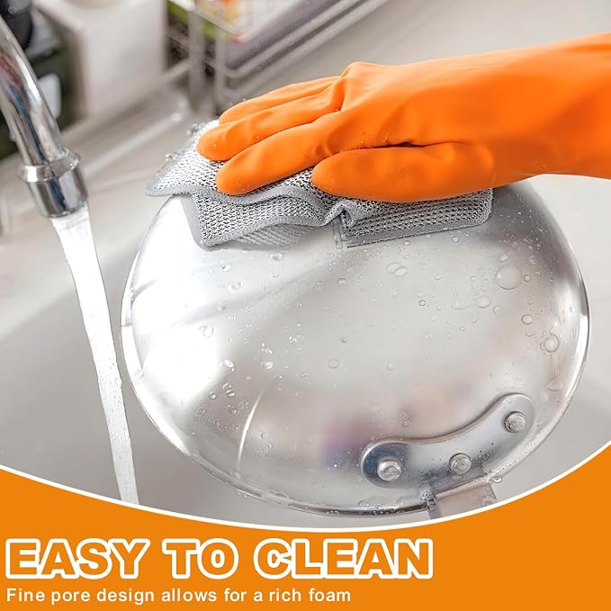 20 Pcs New Upgrade 3-Layer Metal Dish Cloth, 7.87x7.87 Inch Cleaning Cloth | No Scratches Wire, Reusable Multipurpose Wire Dishwashing Rag for Kitchen Cleaning Cloths,Sinks,Dishes,Stove Top, Dimensions