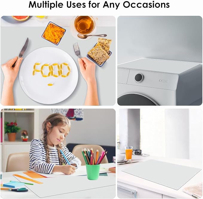 Extra Large Silicone Mat, Food-Grade Flexible Silicone Table Mats for Kids Non-Slip Placemat Waterproof Heat Insulation Countertop Protector Pastry Mat Silicone Pad, 27.6''x15.7'' Gray, 1Pcs