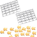 2Pcs Gold Fish Cracker Cutter,Stainless Steels Small Cookie Cutters,25 Cavity Fish Cookie Cutter,Mini Gold Molds for Crackers,Non-stick Dough (2)