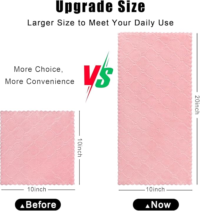 Homaxy 12 Pack Super Soft Absorbent Dish Towels, 10" x 20", Pink | Coral Velvet, Nonstick Oil Fast Drying Microfiber Cleaning Cloth, No Lint Dishcloths for washing and drying