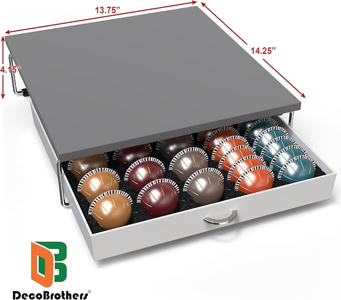 Deco Brothers Vertuo Pod Holder Drawer, Fits 30 Large or 60 Small Capsules | Compatible with Nespresso Pods, Gray