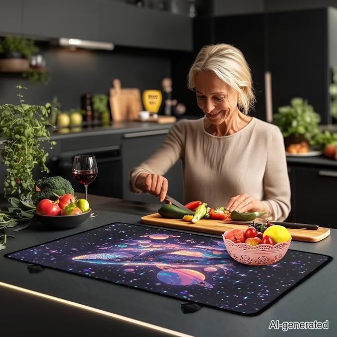 Whale Galaxy Silicone Electric Stove Top Cover Mat 29’’ x 21’’ Ceramic Stove top Cover, Heat Resistant Glass Cooktop Protector Flat RV Range Stovetop Protector Home Kitchen Decor