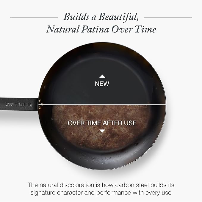 Merten & Storck 8" Pre-Seasoned Carbon Steel Frying Pan Skillet | Natural Nonstick with Use, Induction & All Stovetop Suitable, Grill & Campfire Safe, Even Heating, Indoor/Outdoor Use