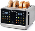4 Slice Smart Toaster with Dual Independent Controls for Family Breakfast | Touchscreen, 1.5" Extra-Wide Slots, 6 Bread Modes, 6 Shade Levels, One-Sided Bagel Toasting, Defrost, Reheat, Stainless Steel